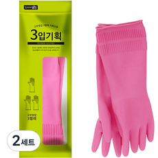 Home Edition MJ 橡膠手套 中型 3雙, 粉色, 2包