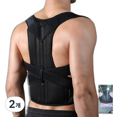 배곧인터내셔널 JINGBA 헬스 등 허리 어깨 서포트 밴드, 블랙, 2개