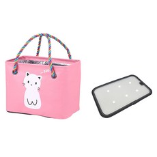 뷰레이터닷컴 애교고양이 물빠지는 목욕가방+받침대, 핑크