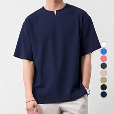 DANGOON 男款基本版型無褶皺V字開衩短袖T恤