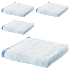 hiorie 日本桃雪 今治水泡泡毛巾, 輕薄柔軟, 適度厚度, 超快乾, 海水藍, 4條