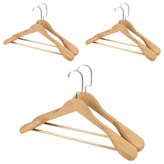 Potegar高級木質圓棒衣架, 6入, 原木