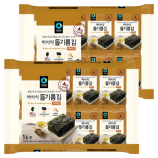 대상 청정원 들기름 바사삭김, 64g, 2개