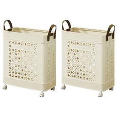 ANDY MAY2 本川帶手把折疊附輪收納籃 OH-Q323-1 35L, 奶黃色, 2個