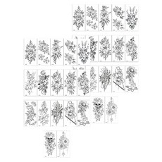 cinnamon girl 流行紋身貼紙組, 34個, B-黑玫瑰