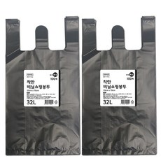 LOTTE 樂天 e.Life 環保塑膠購物袋 黑色, 32L, 2個