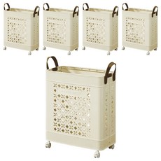 ANDY MAY2 本川帶手把折疊附輪收納籃 OH-Q323-1 35L, 奶黃色, 5個