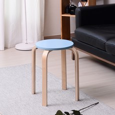 플레인 원목 벤딩 스툴, 스카이블루, 1개