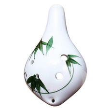 JK 6孔中音C調化石長嘴陶笛, 1個, 綠色 + 白色, 綠竹