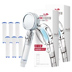 Newris 3段調節加壓濾水蓮蓬頭+替換濾芯 6支入, 2組