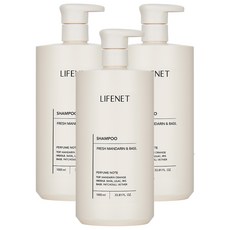라이프넷 샴푸 프레쉬 만다린 앤 바질, 1L, 3개