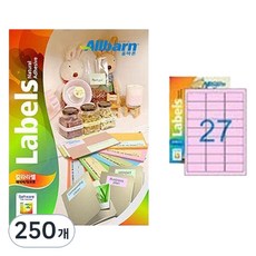 올바른라벨 칼라라벨 연분홍 레이저 잉크젯공용, 27칸, 250개