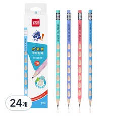 deLi 得力 Pastel三角洞洞2B書寫鉛筆, 24入, 混色