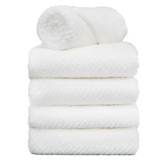 wonystory The Kind 魚骨紋毛巾 200g 40支精梳棉, 白色, 5個