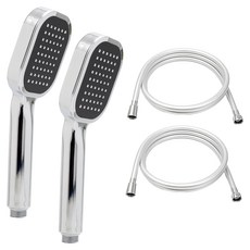 Jb JEIL BATH 方形蓮蓬頭+PVC淋浴管1.5m組, 2組, 黑色(蓮蓬頭)+銀色(淋浴管)