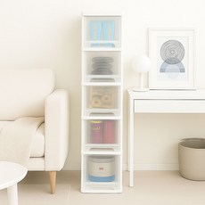 보노하우스 5단 슬림 서랍장, 투명, 1개