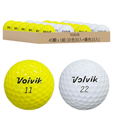 Volvik 飛躍 兩層 高爾夫球 V163402WWWW 白色30顆 + 黃色15顆 套組, 1組, 白色, 黃色, 45顆