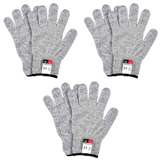 FANCY LIFE 萬用防割手套男款 - 工業安全防護必備, L, 3雙, 麻灰色