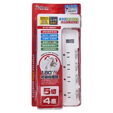 iPlus 保護傘 5切4座3P延長線 PU-3546-6-N, 1.8m, 純白色, 1條