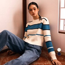 MIXXO 女款拼色條紋短版針織衫