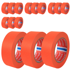 iQIHAN 彩色遮蔽紙膠帶 25mm x 15m, 15個, 橘色