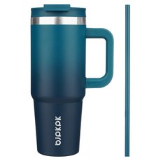 bJPKPK 304不鏽鋼把手三層真空保冷保溫冰霸杯 附吸管, 1個, 900ml, 漸變大海