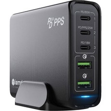 iamdue USB PD 3.0 PPS iPhone 5孔多功能高速充電器 110W, 黑色