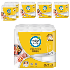 KleanNara 可綠納樂 Easy Clean 捲筒式廚房紙巾 - 100%天然紙漿 210枚, 12捲, 6袋