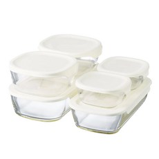 HARIO 好璃奧 耐熱玻璃保鮮盒6件組 KSTL-5004-OW, 11.1 x 10.7 x 4.7cm + 14.3 x 13.9 x 6.2cm + 23.8 x 12.5 x 5.6cm + 27 x 14.5 x 6.2cm 250ml + 600ml + 900ml + 1.4L, 1組