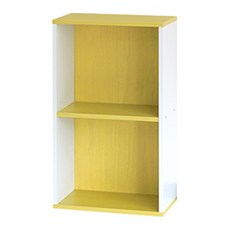 양지가구 공간박스 책장, 백색 + 개나리, 2단