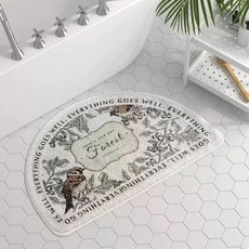 KUIBAO 快豹生活 Rote 北歐簡約浴室半圓吸水地毯, 花田鳥羽彩半圓, 1條