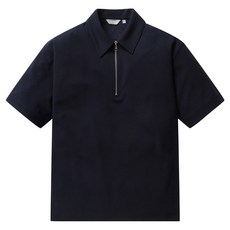 PROJECT M 男士紋理半拉鍊短袖翻領T恤