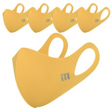 im 透氣口罩, 黃色的, 5入
