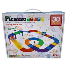 PicassoTiles PTR30 磁力片積木 跑跑賽車軌道套裝, 30片, PI22211, 1盒