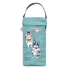 kUSUgURU JAPAN 日本眼鏡貓 超吸水內層便攜式傘套吸水袋/杯套袋 AnimalMode款, 藍綠色, 1個