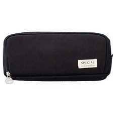 Moneypool 馬卡龍雙層視窗帆布大容量鉛筆盒, 黑色, 1個