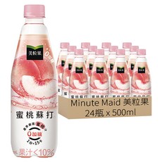Minute Maid 美粒果 零加糖蜜桃蘇打, 500ml, 24瓶