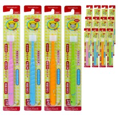 Popotan 兒童 360 度嬰兒牙刷 兒童台階, 橘色+綠色+粉色+天藍色, 4組, 4支