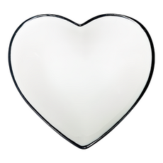 新食器丸線心型缽 陶瓷材質安全無毒 心型設計增添用餐樂趣 小巧尺寸方便實用, 白色, 1入