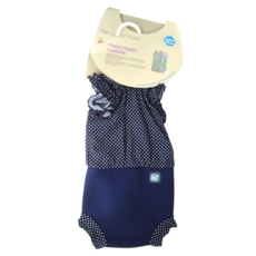Splash About Happy Nappy Costume 小可愛連身版尿布褲 男女通用 水玉點點 海軍藍 3~8個月 6~11kg, 中型(M), 1件