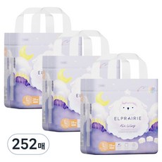 엘프레리 유아용 에어윙 팬티 기저귀, 대형(L), 252매