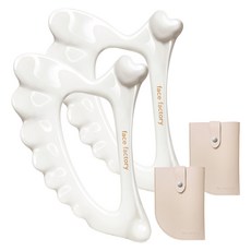 Face Factory Backto 天使刮痧按摩器+小袋套組, 白色, 2組