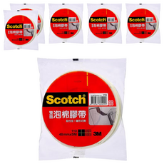 3M Scotch 雙面泡棉膠帶 #113 黏性佳 離形好撕 48mmx5M, 6個