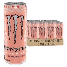 MONSTER ENERGY 魔爪 超越蜜桃閃耀碳酸能量飲料 零糖低卡, 24罐, 355ml