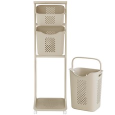 Nature Living Jumbo 手推車搖擺式 3層洗衣籃, 米色