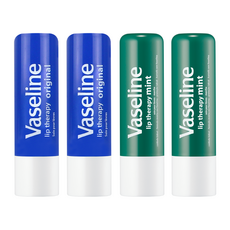 Vaseline 凡士林 護唇膏套組 原味 4.8g 2支+薄荷 4.8g 2支, 原味+薄荷, 1組