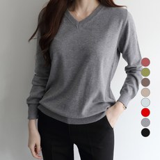 JENIT 女款素色V領長袖針織衫 n1351
