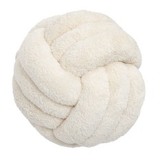 羊羔絨Knot打結球抱枕, 22 x 22cm, 米白色