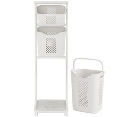 Nature Living Jumbo Trolley Swing 3層洗衣籃, 象牙白