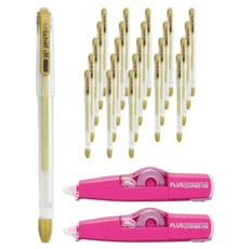 DONG-A My Metal 原子筆 0.7 12入 + PLUS 修正帶 WH-635 套組 隨機出貨, 金色, 2套